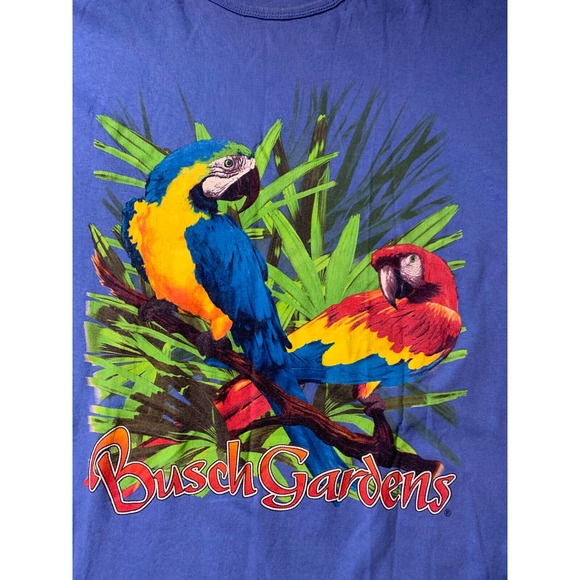 Vintage Busch Gardens Parrot Birds T-Shirt Blue Theme Park Tampa FL Long tee - Picture 2 of 5